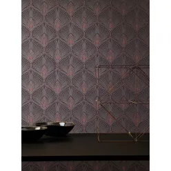  Khroma Othello vlies anyagú fekete, rózsaszín színű art deco modern tapéta