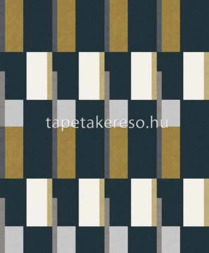 Khroma Prisma vlies anyagú kék, arany, fehér, szürke színű geometriai modern tapéta