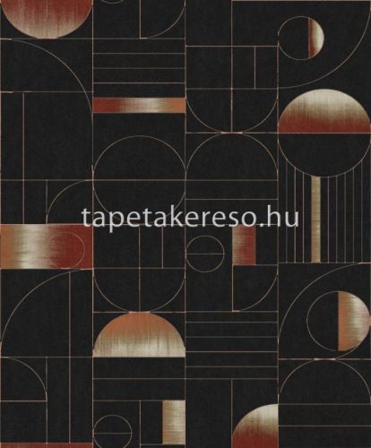 Khroma Prisma vlies anyagú fekete, barna, piros színű geometriai modern tapéta