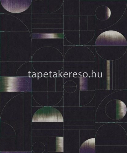 Khroma Prisma vlies anyagú fekete, lila, zöld színű geometriai modern tapéta
