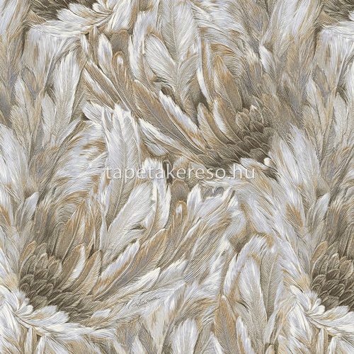 Roberto Cavalli Roberto Cavalli No 9. vlies, vinyl anyagú szürke, barna színű tollas, virágos modern tapéta