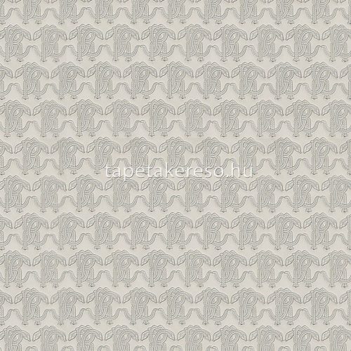Roberto Cavalli Roberto Cavalli No 9. vlies, vinyl anyagú szürke, gyöngyház színű betűs modern tapéta