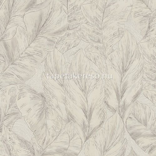 Roberto Cavalli Roberto Cavalli No 9. vlies, vinyl anyagú törtfehér, szürke színű leveles modern tapéta