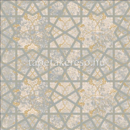 Prestige Wallcoverings Shiraz vlies anyagú kék, arany színű geometriai, keleties klasszikus tapéta