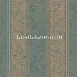   Prestige Wallcoverings Shiraz vlies anyagú türkiz, arany színű csíkos, keleties klasszikus tapéta