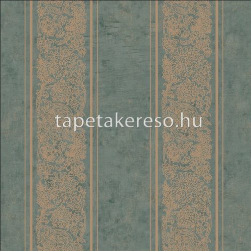 Prestige Wallcoverings Shiraz vlies anyagú türkiz, arany színű csíkos, keleties klasszikus tapéta