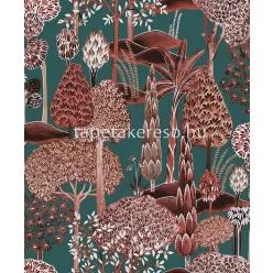   Khroma Summer vlies anyagú zöld, korall, rózsaszín színű fás modern, natural tapéta