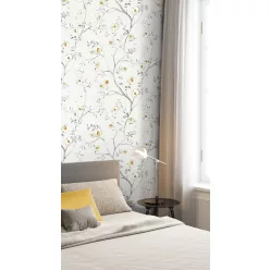   Khroma Summer vlies anyagú szürke, fekete, arany, csillámos színű ágas, virágos modern, natural tapéta
