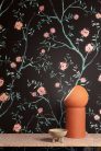 Khroma Summer vlies anyagú fekete, türkiz, barack, csillámos színű ágas, virágos modern, natural tapéta