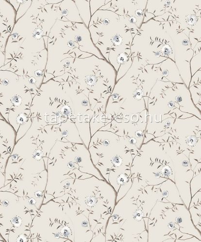 Khroma Summer vlies anyagú beige, barna, kék, csillámos színű ágas, virágos modern, natural tapéta