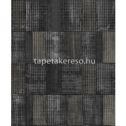   Khroma Summer vlies anyagú fekete, fehér, barna színű kockás, geometriai modern, natural tapéta