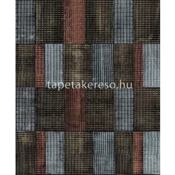   Khroma Summer vlies anyagú kék, fekete, barna színű kockás, geometriai modern, natural tapéta