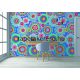 Behang Expresse Happy Living vlies anyagú kék, lila, türkiz, sárga, piros, zöld színű horgolt, mandala retro poszter