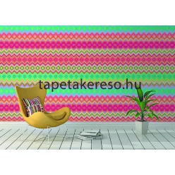   Behang Expresse Happy Living vlies anyagú kék, zöld, rózsaszín, fehér, pink, bordó, narancssárga színű geometriai, etno retro poszter