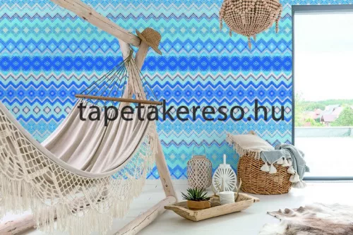 Behang Expresse Happy Living vlies anyagú kék, beige színű geometriai, etno retro poszter