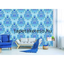   Behang Expresse Happy Living vlies anyagú kék, fehér színű virágos, etno retro poszter
