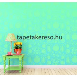   Behang Expresse Happy Living vlies anyagú kék, türkiz színű virágos, etno retro poszter