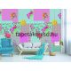 Behang Expresse Happy Living vlies anyagú kék, türkiz, zöld, rózsaszín, piros, sárga, barna színű virágos, etno retro poszter