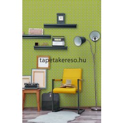   Behang Expresse Happy Living vlies anyagú mustársárga, piros, kék, fehér színű virágos, etno retro poszter