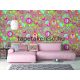 Behang Expresse Happy Living vlies anyagú barna, sárga, rózsaszín, zöld, pink, bordó, kék színű virágos, etno retro poszter