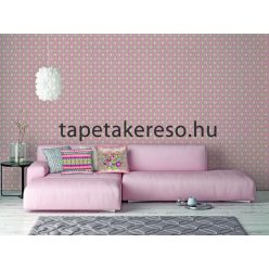   Behang Expresse Happy Living vlies anyagú barna, kék, zöld, rózsaszín színű virágos, etno retro poszter