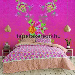  Behang Expresse Happy Living vlies anyagú pink, sárga, zöld színű virágos retro poszter