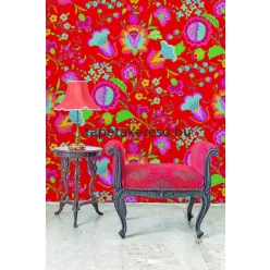   Behang Expresse Happy Living vlies anyagú piros, kék, zöld, sárga színű virágos retro poszter