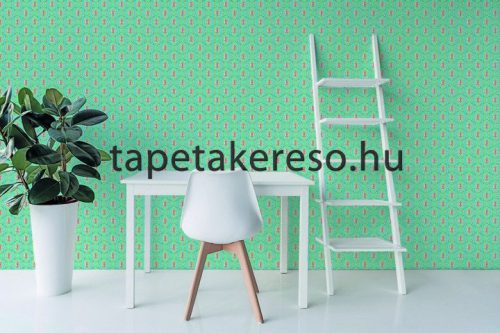 Behang Expresse Happy Living vlies anyagú kék, zöld, rózsaszín, piros, fehér színű virágos retro poszter