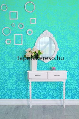 Behang Expresse Happy Living vlies anyagú kék színű madaras, virágos, etno retro poszter