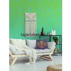   Behang Expresse Happy Living vlies anyagú kék, zöld színű madaras, virágos, etno retro poszter
