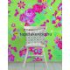 Behang Expresse Happy Living vlies anyagú zöld, piros, sárga, kék színű virágos retro poszter