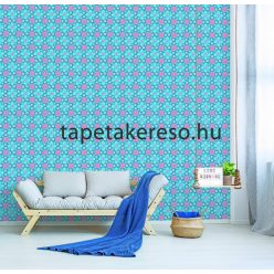   Behang Expresse Happy Living vlies anyagú kék, fehér, zöld, rózsaszín színű virágos, etno retro poszter