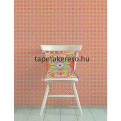   Behang Expresse Happy Living vlies anyagú türkiz, bordó, fehér, okker színű virágos, etno retro poszter