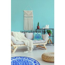   Behang Expresse Happy Living vlies anyagú kék, fehér színű virágos, etno retro poszter