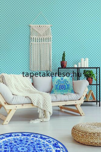 Behang Expresse Happy Living vlies anyagú kék, fehér színű virágos, etno retro poszter