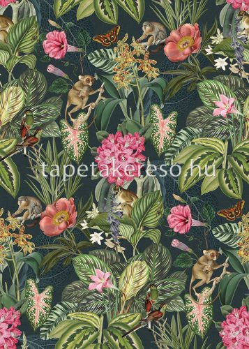 Behang Expresse Select D vlies anyagú kék, fekete, zöld, pink, barna, beige, rózsaszín színű növényes, madaras, állatos modern tapéta