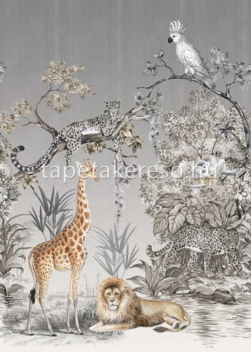Behang Expresse Select D vlies anyagú szürke, beige, fekete, fehér, barna színű állatos, növényes modern tapéta