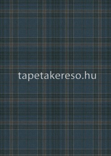 Behang Expresse Select D vlies anyagú kék, barna színű kockás, szövethatású modern tapéta