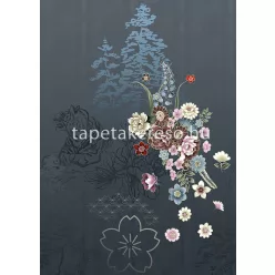   Behang Expresse Select D vlies anyagú kék, mályva, barna, fehér színű állatos, növényes modern tapéta