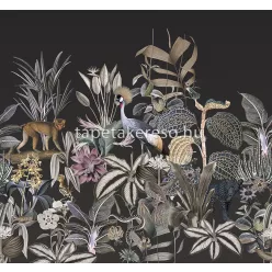   Behang Expresse Select D vlies anyagú fekete, barna, mályva, lila, fehér színű növényes, madaras, állatos modern tapéta