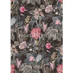   Behang Expresse Select D vlies anyagú fekete, lila, mályva, szürke, rózsaszín, beige színű pillangós, növényes, állatos modern tapéta