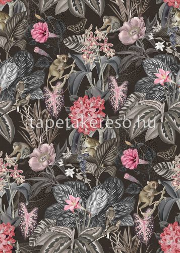 Behang Expresse Select D vlies anyagú fekete, lila, mályva, szürke, rózsaszín, beige színű pillangós, növényes, állatos modern tapéta
