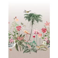   Behang Expresse Select D vlies anyagú beige, barna, zöld, piros színű virágos, madaras romantikus tapéta