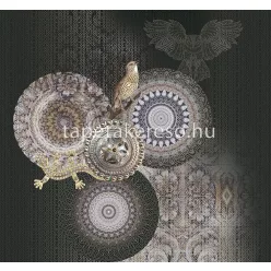   Behang Express Circle of Life vlies anyagú fekete, barna, szürke színű mandala, madaras romantikus tapéta