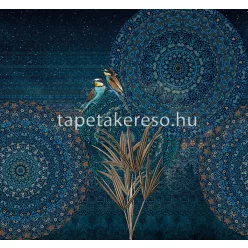   Behang Express Circle of Life vlies anyagú kék, barna színű mandala, madaras romantikus tapéta