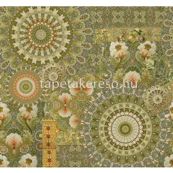   Behang Express Circle of Life vlies anyagú zöld, narancssárga színű mandala romantikus tapéta