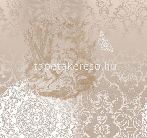Behang Express Circle of Life vlies anyagú beige, fehér színű életkép, mandala romantikus tapéta