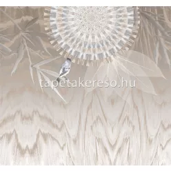   Behang Express Circle of Life vlies anyagú beige, fehér, kék színű leveles, mandala, madaras romantikus tapéta