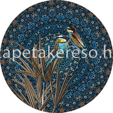 Behang Express Circle of Life vlies anyagú kék, barna színű mandala, madaras romantikus tapéta