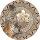 Behang Express Circle of Life vlies anyagú barna, fehér színű állatos, mandala, virágos romantikus tapéta